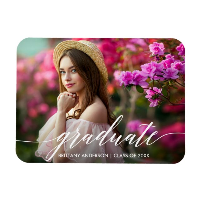 Magnet Flexible Calligraphie moderne Script Graduation Photo (Horizontal)