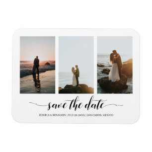 Magnet Flexible Calligraphie noire Enregistrer la date avec photo 