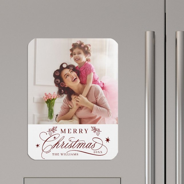Magnet Flexible Calligraphie romantique rouge Joyeux Noël Photo (Créateur téléchargé)