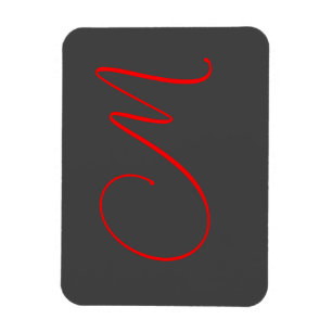 Magnet Flexible Calligraphie rouge gris unique nom monogramme init
