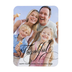 Magnet Flexible Calligraphie Script Grâces Thanksgiving Photo