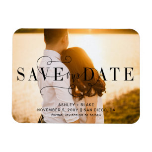 Magnet Flexible Calligraphie stylish Photo Enregistrer la date
