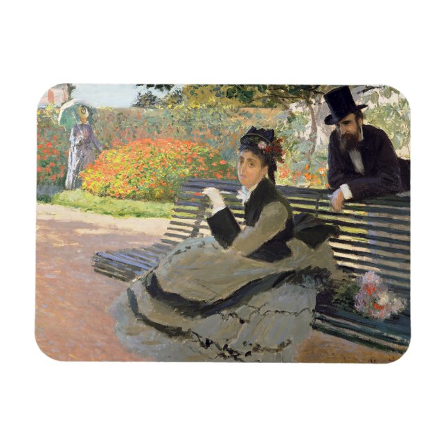 Magnet Flexible Camille Monet sur un banc Claude Monet (Horizontal)