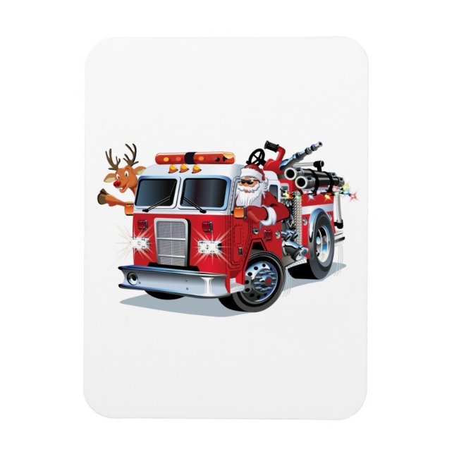 Magnet Flexible Camion de feu de Noël de dessin animé (Vertical)
