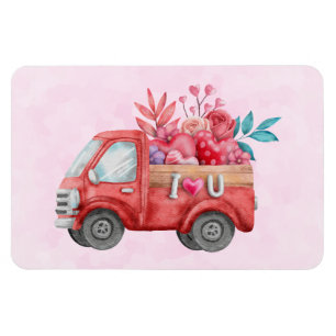 Magnet Flexible Camion mignonne d'amour transportant des coeurs et