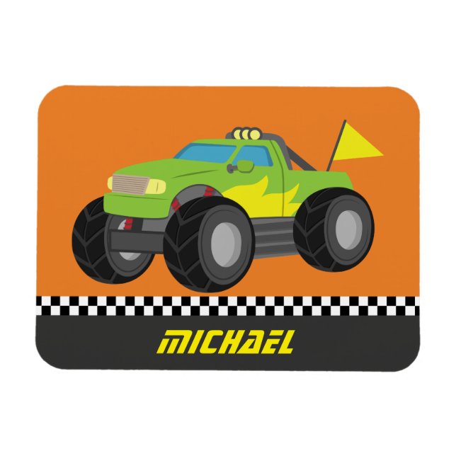 Magnet Flexible Camion Monster Vert cool Racer pour Racer Boys (Horizontal)