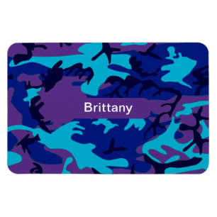 Magnet Flexible Camouflage bleu foncé & violet Motif Ajouter Nom