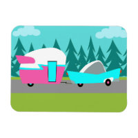 Camper Rétro / Remorque et aimant flexible voiture