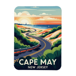 Magnet Flexible Cape May New Jersey Illustration Voyage Carte post