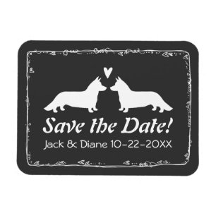 Magnet Flexible Cardigan Corgis Mariage Faire-part de sauvegarde