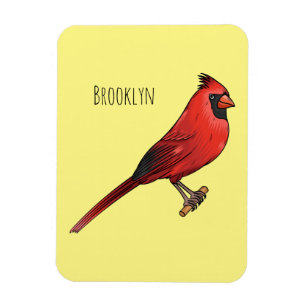 Magnet Flexible Cardinal du Nord dessin animé d'oiseau