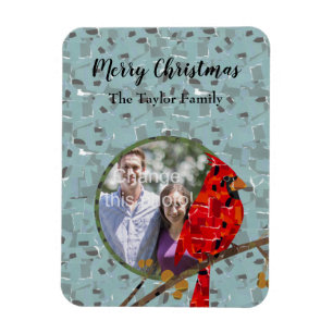 Magnet Flexible Cardinal rouge, l'oiseau de Noël
