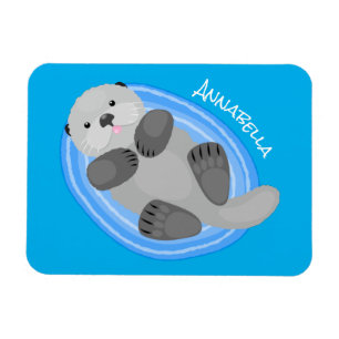 Magnet Flexible Caricature bleu loutre de mer joyeux