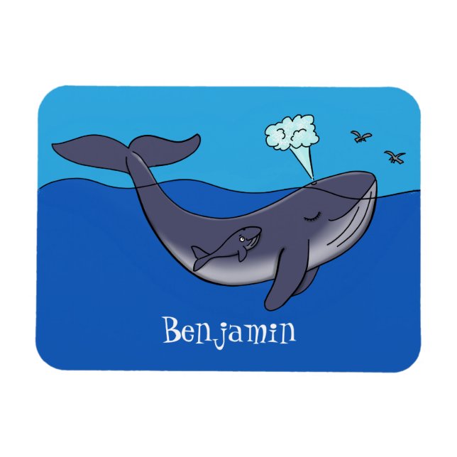 Magnet Flexible Caricature de baleine mignonne et de baleine de ve (Horizontal)