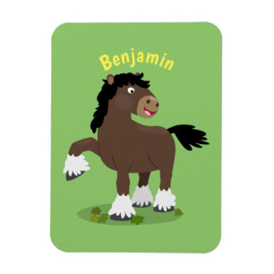 Magnet Flexible Caricature de cheval de trait de Cute Clydesdale