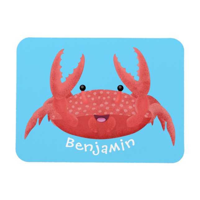 Magnet Flexible Caricature de crabe rouge cuite (Horizontal)