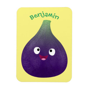Magnet Flexible Caricature de fruits mauve joyeux aux figues