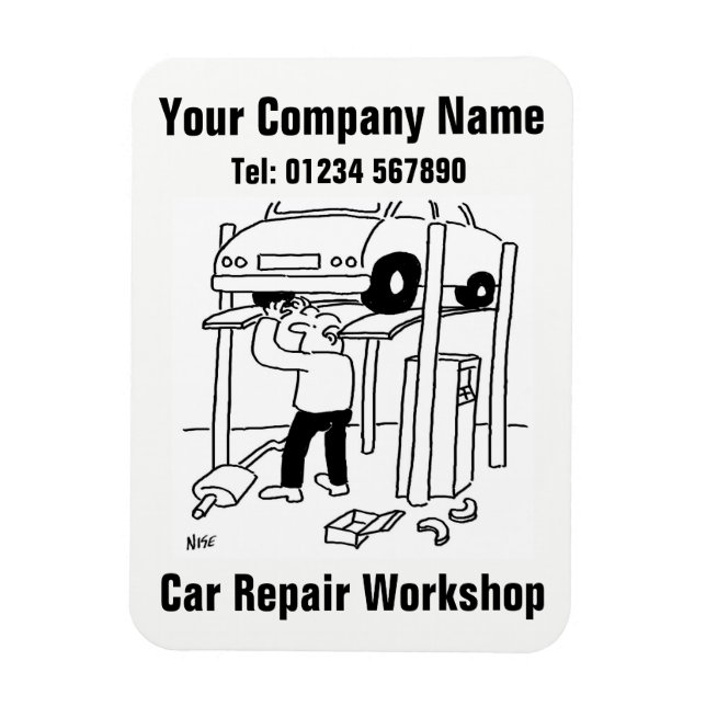 Magnet Flexible Caricature de l'atelier de réparation automobile (Vertical)
