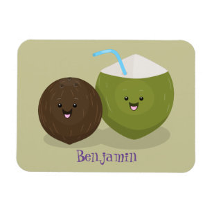 Magnet Flexible Caricature de noix de coco kawaii joyeux