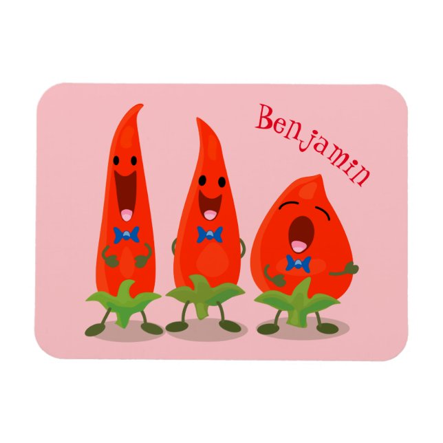 Magnet Flexible Caricature de piments chantants mignons (Horizontal)