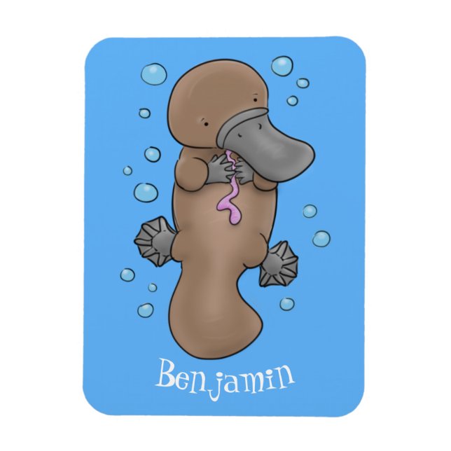Magnet Flexible Caricature de platypus bébé très heureuse (Vertical)