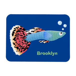 Magnet Flexible Caricature de poisson tropical guppy très chic
