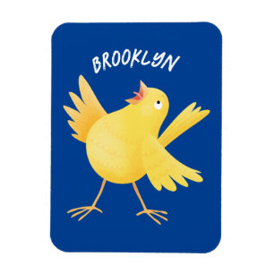 Magnet Flexible Caricature d'oiseau canari jaune chantant mignon