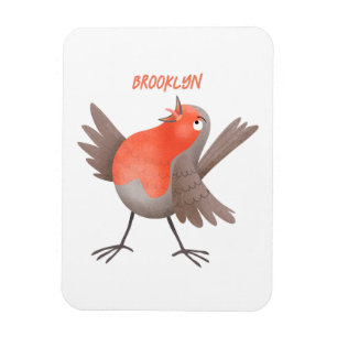 Magnet Flexible Caricature d'oiseau rouge chantant mignon