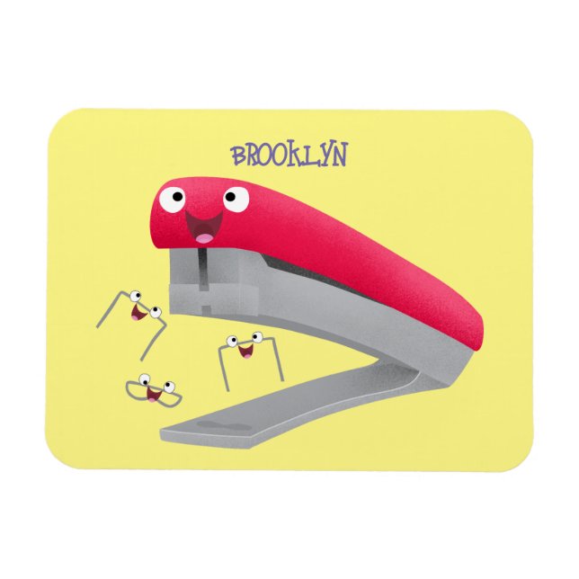 Magnet Flexible Caricature en agrafeuse rouge pâle (Horizontal)
