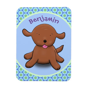Magnet Flexible Caricature en bleu pour chien de chiot joyeux