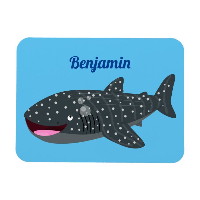 Magnet Flexible Caricature joli requin baleine joyeux (Horizontal)