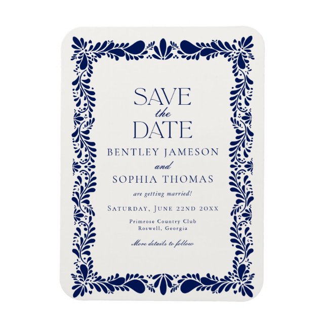 Magnet Flexible Carreau de Talavera bleu Fiesta espagnole Enregist (Vertical)