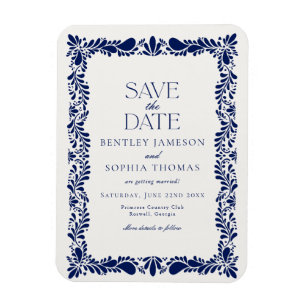 Magnet Flexible Carreaux de Talavera bleus Invitation fête espagno