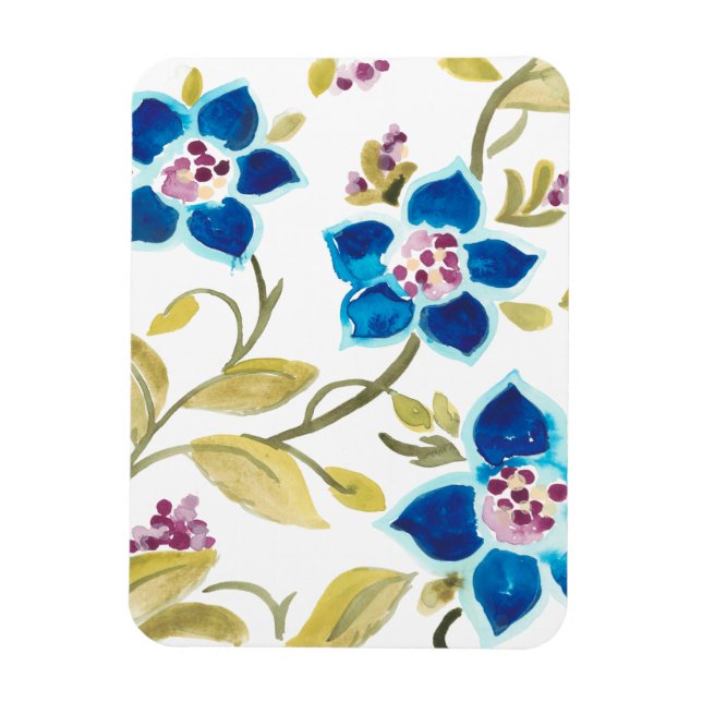 Magnet Flexible Carreaux floraux de l'abbaye - Flores bleues (Vertical)