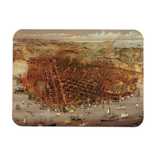 Magnet Flexible Carte aérienne ancienne, ville de San Francisco, C
