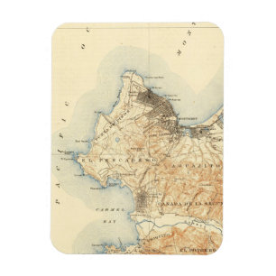 Magnet Flexible Carte ancienne de Monterey Carmel-by-the-Sea Calif