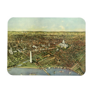 Magnet Flexible Carte antique avec vue panoramique sur Washington 