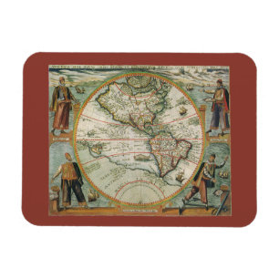 Magnet Flexible Carte antique du monde des Amériques, Theodor de B