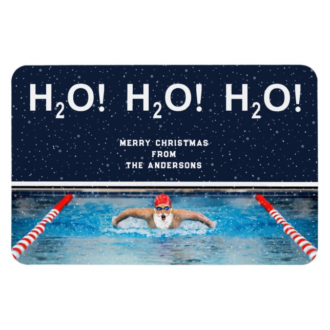 Magnet Flexible carte cadeau de Noël en nage (Horizontal)