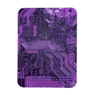 Magnet Flexible Carte Cyber Circuit Purple Tech Art Electronique