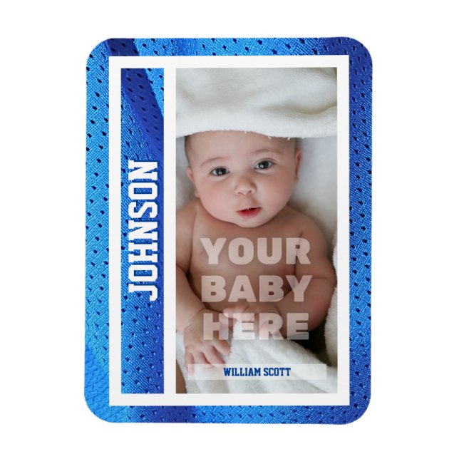 Magnet Flexible Carte de baseball en maille bleue pour bébé (Vertical)