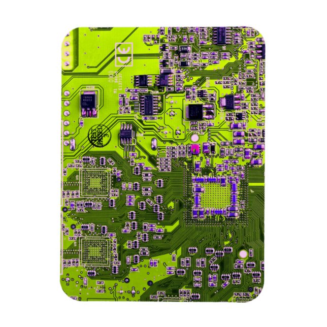 Magnet Flexible Carte de circuit Geek d'ordinateur Neon Jaune (Vertical)