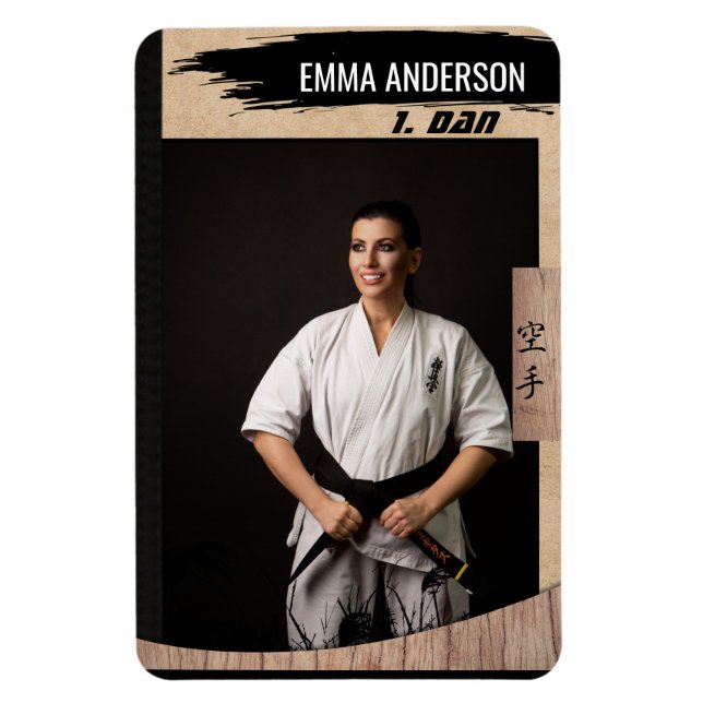Magnet Flexible Carte de commerce Rustic Karate Black Belt Wood (Vertical)