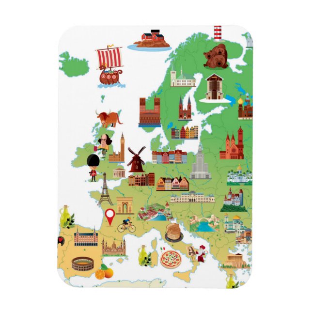 Magnet Flexible Carte de dessin animé Europe (Vertical)