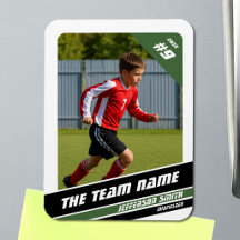 Carte de joueur de football en vert blanc vigoureu