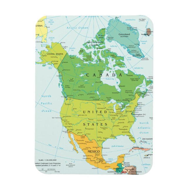 Magnet Flexible Carte de l'Amérique du Nord (Vertical)