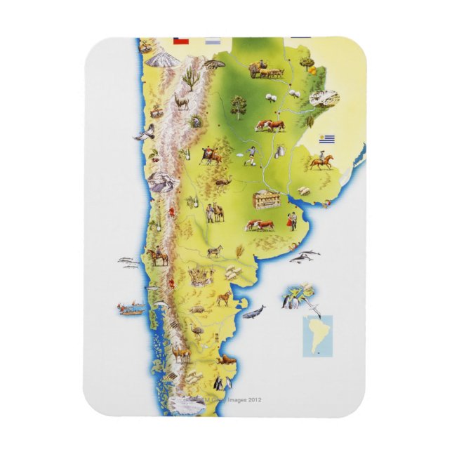 Magnet Flexible Carte de l'Amérique du Sud (Vertical)