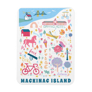 Magnet Flexible Carte de l'île Mackinac Michigan Choses favorites