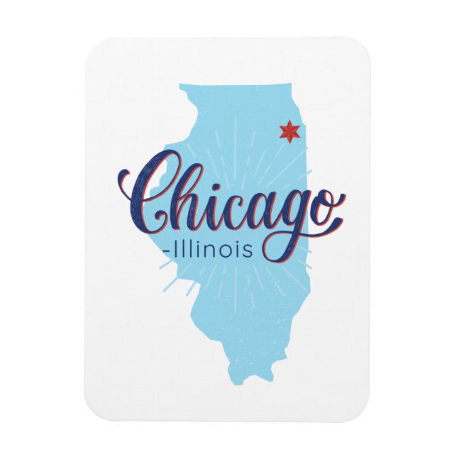 Magnet Flexible Carte de l'Illinois de Chicago (Vertical)