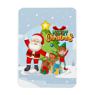 Magnet Flexible Carte de Noël Festive Père Noël et amis